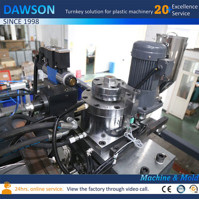138kw स्क्रू हीटिंग पावर 5L 10L जेरी कैन एचडीपीई ब्लो मोल्डिंग डबल स्टेशन एक्सट्रूज़न ब्लोइंग मोल्डिंग मशीन मोल्ड ओपनिंग स्ट्रोक 250600mm