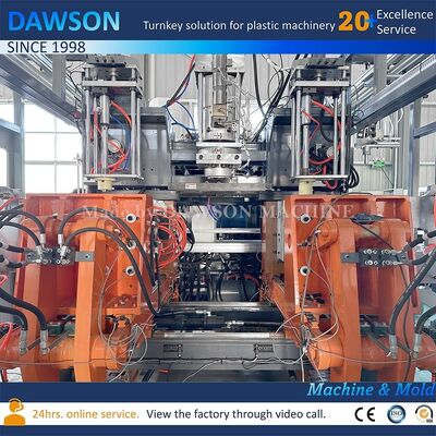 13.8kw पेंच हीटिंग पावर डबल स्टेशन पीई प्लास्टिक कीटनाशक बोतल एक्सट्रूज़न ब्लो मोल्डिंग के लिए कैनिस्टर बनाने की मशीन