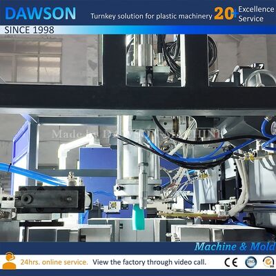1L-5L रासायनिक प्रतिरोधी एचडीपीई वाइड माउथ जार के लिए 8kw डाई हेड हीटिंग पावर वाली स्वचालित ब्लो मोल्डिंग मशीन